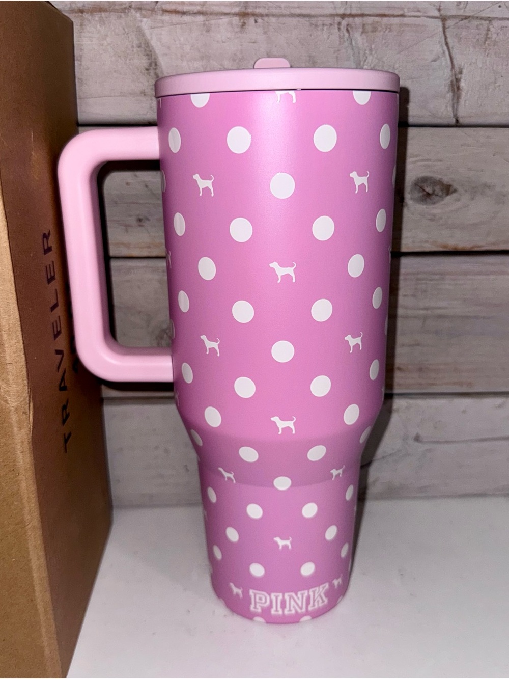 PINK x HydroJug 40oz Traveler Water Bottle Pink Dot Dog Limited Edition NEW - Picture 3 of 6